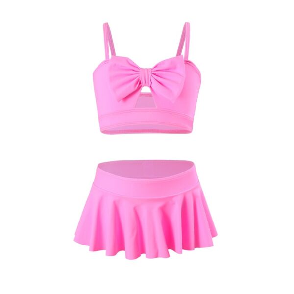 Solid Color Ruffled Skirt Swimsuit