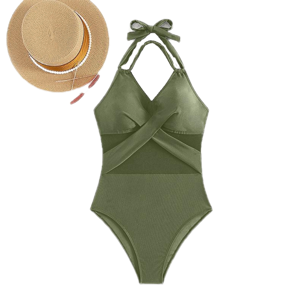 Fashionable Sexy Solid Color One-Piece Mesh Swimsuit