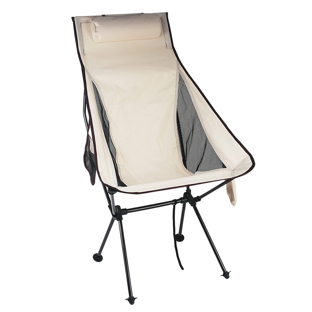 Outdoor Folding Chair with Cup Holder and Pillow