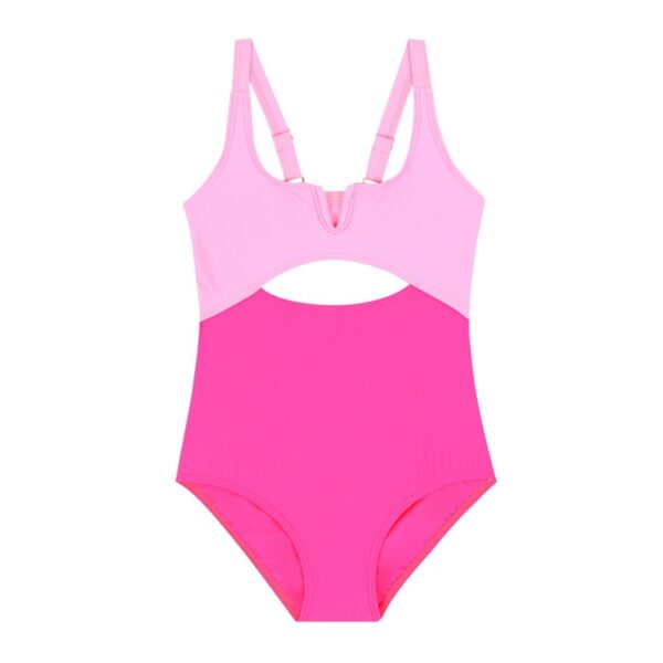 Color-block Nylon High-Stretch One-Piece Swimsuit