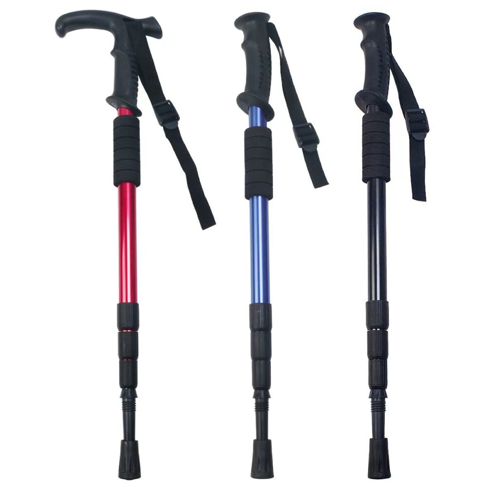 Three-Section Straight Handle Telescoping Travel Walking Stick - Image 3