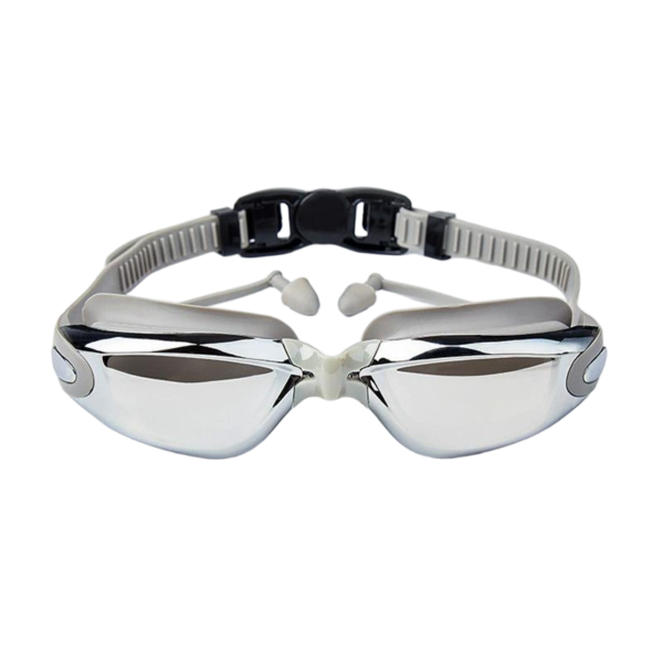 Electroplated Swim Goggles with Integrated Earplugs